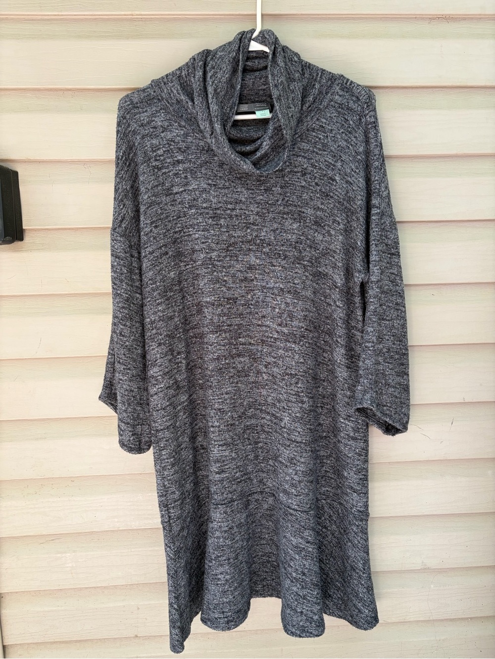 Anthropologie Gray Marbled Sweater Dress with Cowl Neck - Size Small